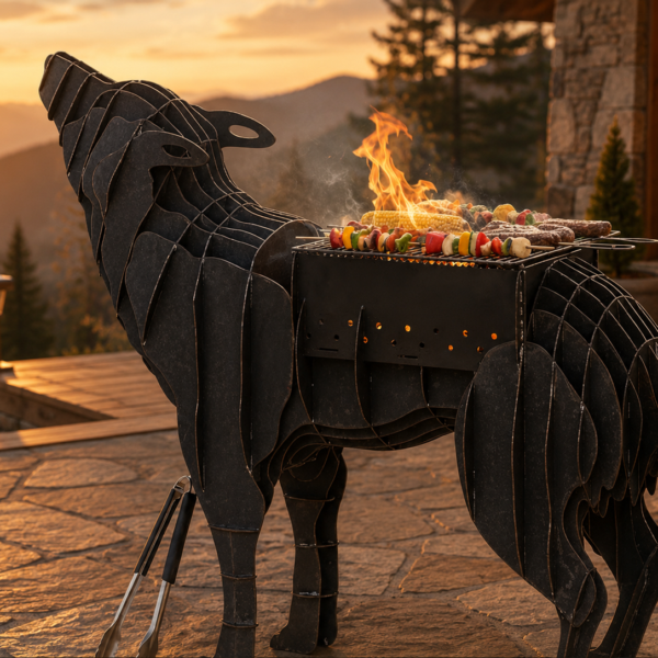Lumina Wolf Fire Grill – Exlusive farkas mintás kerti grill - kép 2
